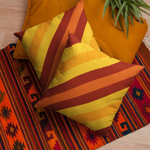 Coussin Rayure Rétro Automne pour Décoration de Maison Cos