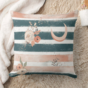 Coussin Rayure Ton Terre Cosmique avec Lune Tribale