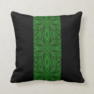 Coussin Rayure verte riche de fractale de satin