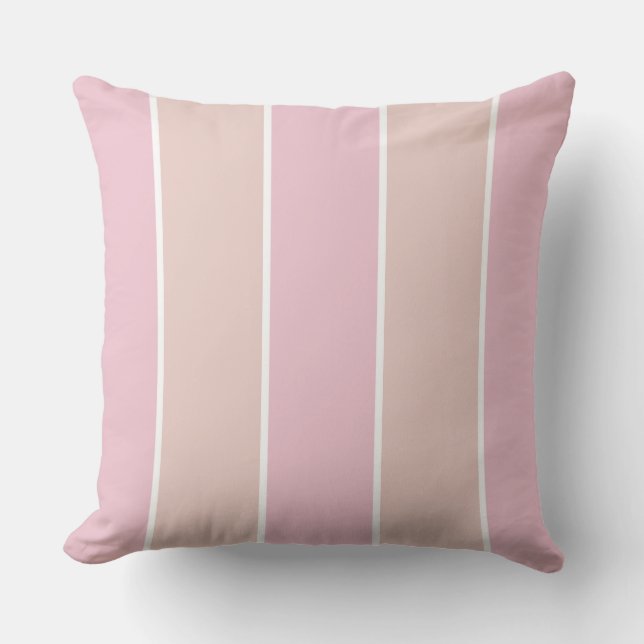 Coussin Rayure verticale rose pâle et beige (Recto)