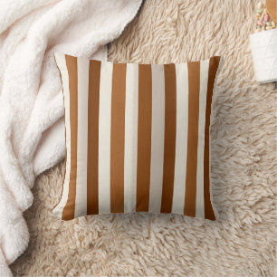 Coussin Rayure verticale terracotta et crème chaude