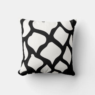 Coussin rayures abstraites noir et blanc