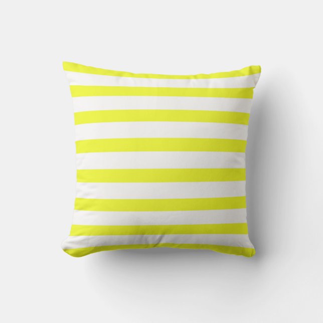 Coussin Rayures blanches jaunes lumineuses (Recto)