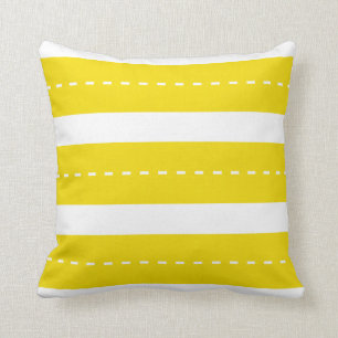 Coussin Rayures blanches jaunes modernes de très bon goû