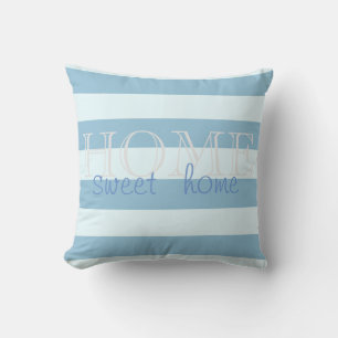 Coussin Rayures bleu clair modernes, Maison douce maison