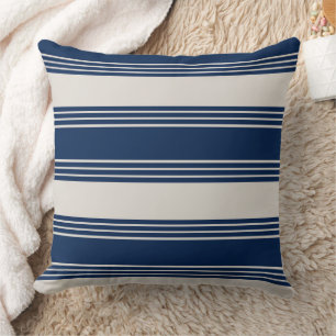 Coussin Rayures Bleu Marine Nautique