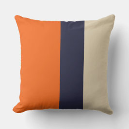 Coussin Rayures Bleu Orange et Taupe