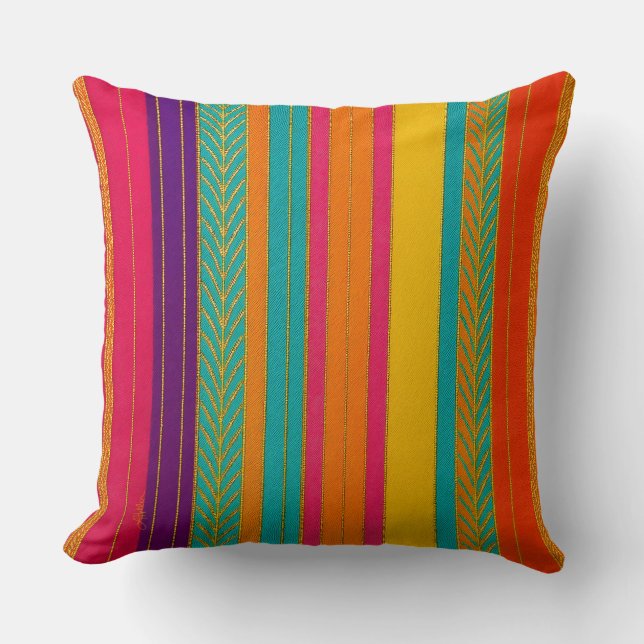 Coussin Rayures Brillantes Rétro 60 MOD (Recto)