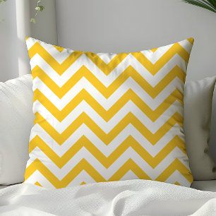 Coussin Rayures Chevron Jaune et Blanc Tendances en Zigzag