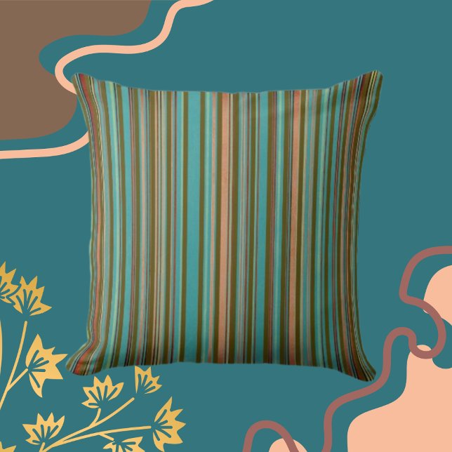 Coussin Rayures classiques Nuances d'argile Turquoise Brow (Créateur téléchargé)