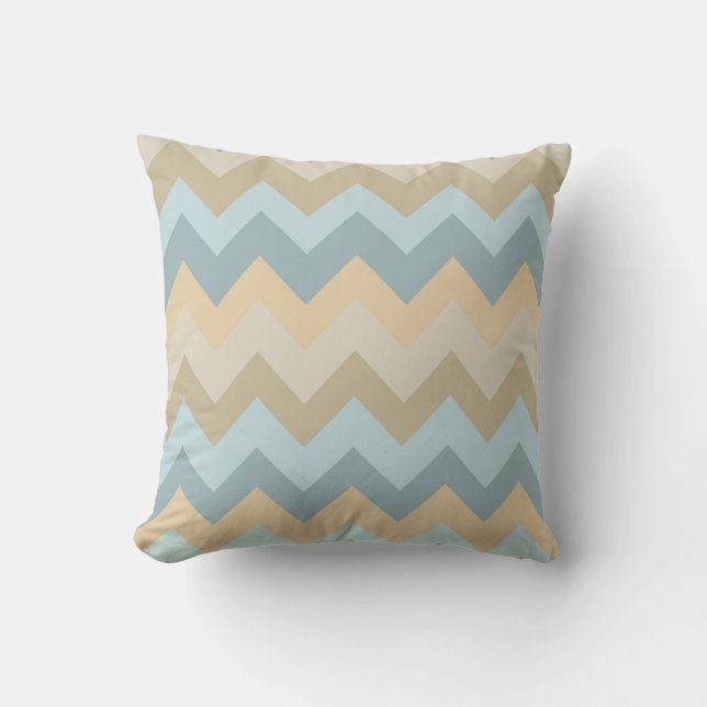 Coussin Rayures crèmes bleues de Chevron (Recto)