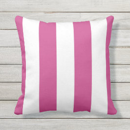 Coussin Rayures d'allumage rose et blanc à l'extérieur de