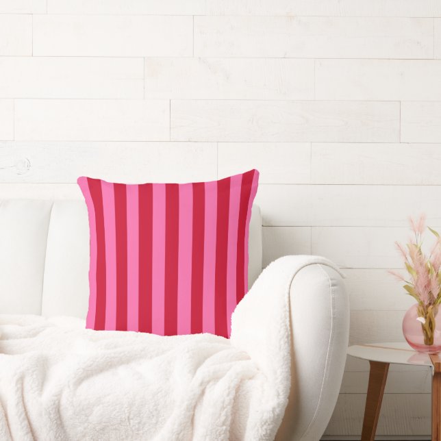 Coussin Rayures de menthe rose et rouge (Canapé)