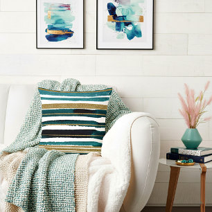 Coussin Rayures de paillettes vertes et dorées 