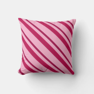 Coussin Rayures de ruban de velours, fuchsia et pâle -