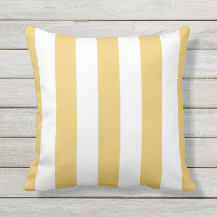 Coussin Rayures de store jaune moutarde et blanc