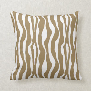 Coussin Rayures de zèbre - Taupe Tan et blanc