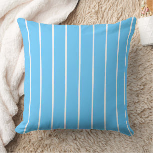 Coussin Rayures d'été bleu ciel et blanc