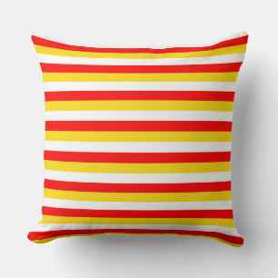 Coussin Rayures du drapeau de Guernesey rouge jaune blanc 