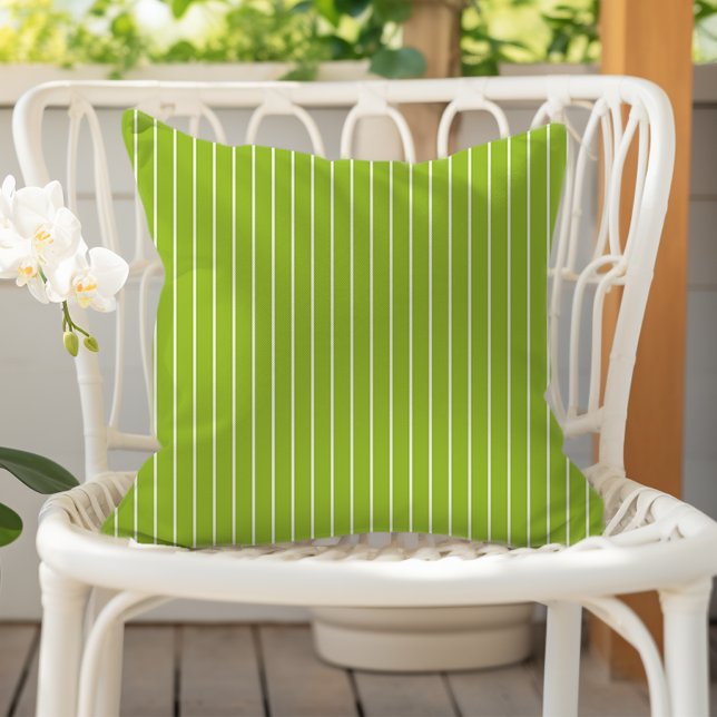 Coussin Rayures Été Vert Lime Blanc (Créateur téléchargé)