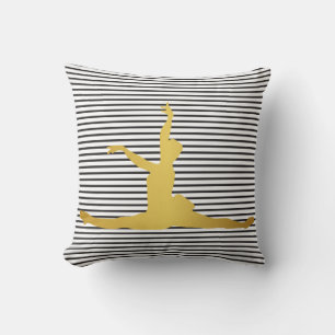 Coussin Rayures fascinantes de blanc de noir d'or de danse