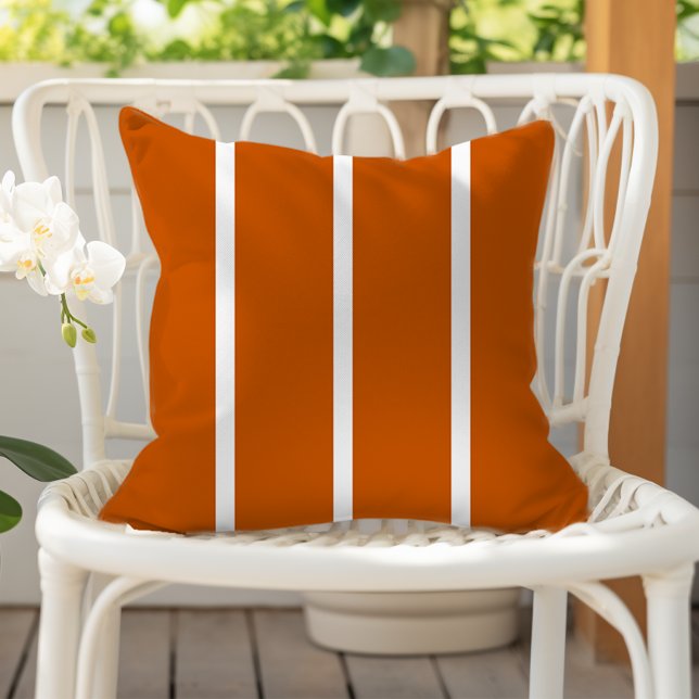Coussin Rayures fines blanches orange brûlé (Créateur téléchargé)