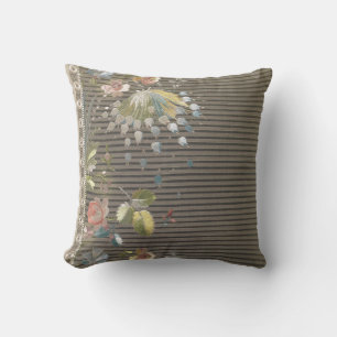 Coussin Rayures Floral Brocart de Dentelle Élégant de Cush