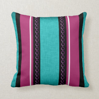 Coussin Rayures géniales pourpres turquoises