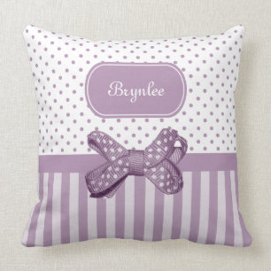 Coussin Rayures Girly et nom de lavande de polka d'arc