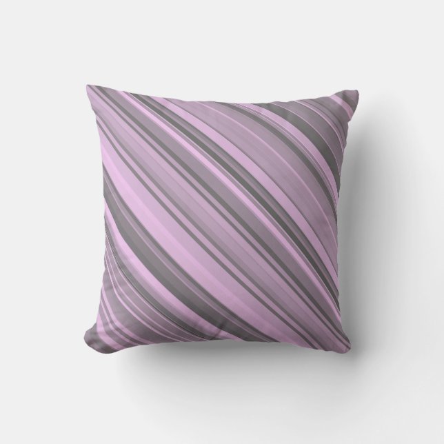 Coussin Rayures Gris Violet (Recto)