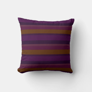 Coussin Rayures horizontales aubergine foncée et moutarde