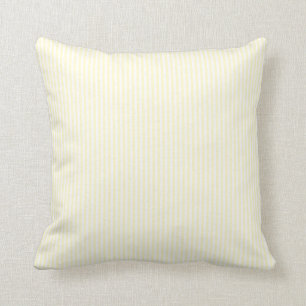 Coussin Rayures jaune citron et blanches en pastel jaune