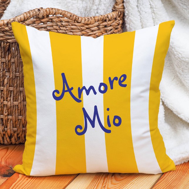 Coussin Rayures Jaune Orange Clair | Amore Mio (Créateur téléchargé)