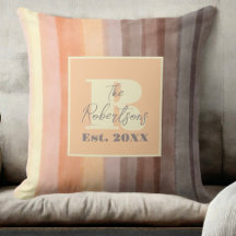 Rayures jaune orange marron aquarelle Monogramme