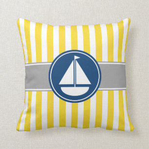 Coussin Rayures jaunes de voilier