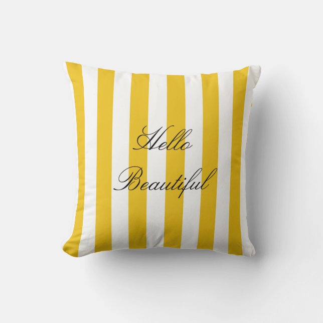 Coussin Rayures jaunes et blanches Moderne Chic Clair Auda (Recto)