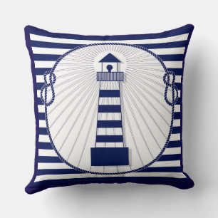 Coussin Rayures marines réversible Phare Bleu Blanc Bleu