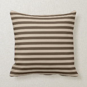 Coussin Rayures minces - brun clair et brun foncé