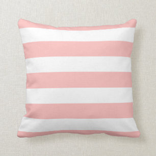 Coussin Rayures modernes rose clair et blanc