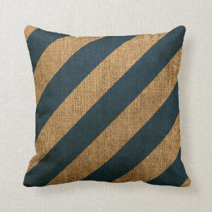 Coussin Rayures nautiques dans le bleu de mer profonde