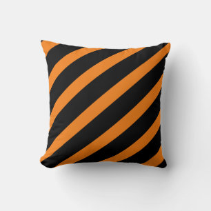 Coussin Rayures noir et orange Halloween rayé