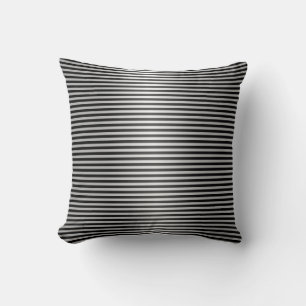 Coussin Rayures noires et argentées