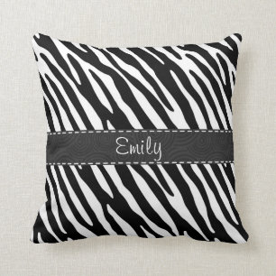 Coussin Rayures noires et blanches de zèbre