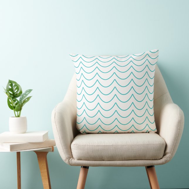 Coussin Rayures ondulées bleues  (Chaise)