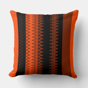 Coussin Rayures orange noir rétro