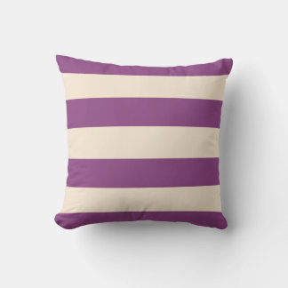 Coussin Rayures prune et blanc antique