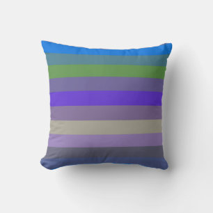 Coussin Rayures Rétro Bleu, Citron Et Magenta