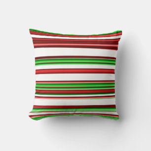 Coussin Rayures rouges blanches et vertes