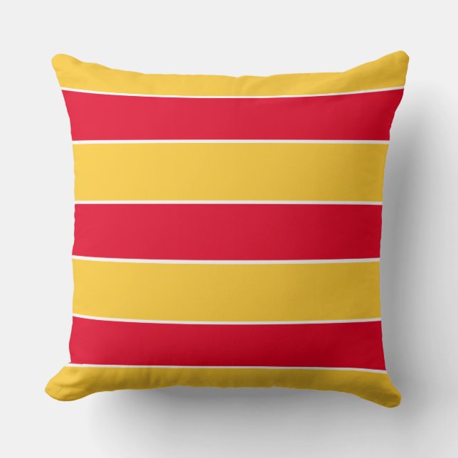 Coussin Rayures rouges d'été sur le jaune de coucher du (Recto)
