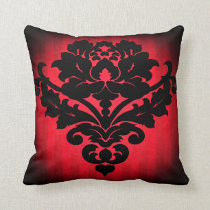 Coussin Rayures rouges fumeuses de damassé victorienne